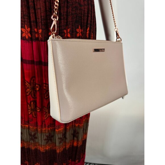 Ted Baker Women's Gray Crossbody Bag W/ Rose Gold Chain & Animal Print Lining - Picture 2 of 16